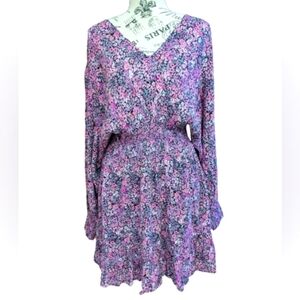 Pink floral tie back mini dress